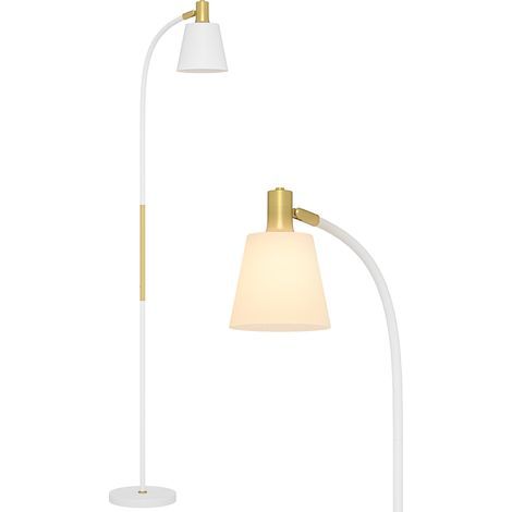 Höhenverstellbare Stehleuchte (127–160 cm) mit Schalter. E27-Fassung. Weiß. (1/5)