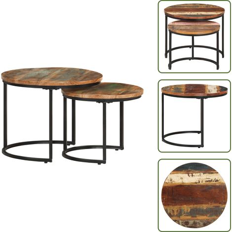 Tables gigognes 2 pcs Bois de récupération massif - Table Basse - Tables Gigognes - Mobilier Design - Meubles Vintage - Meubles Écologiques (1/5)
