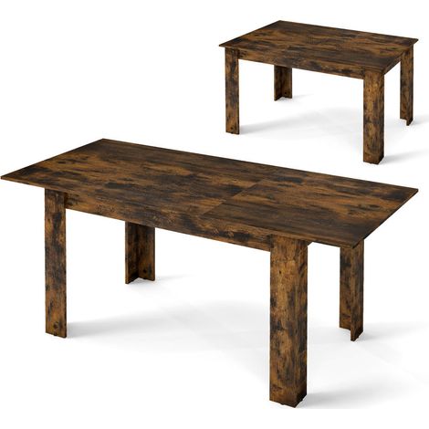 Capacité 6 à 8 personnes : table de salle à manger extensible 120-158 cm, cuisine ou salon, pieds en L marron (1/5)