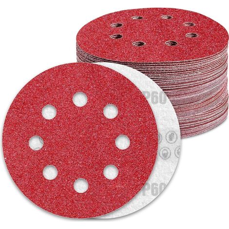 Schleifscheiben 125mm Klett 8 Loch P60 Körnung 80 Stück für Exzenterschleifer (1/5)