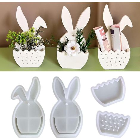 Silikonformen für Ostern, 4-teilige Silikonform mit Osterhasenmotiv, Frühlingshasen-Silikonform, Osterhasen-Silikonform zum Selberbasteln (1/5)