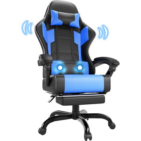 Chaise de jeu Chaises siège de massage de bureau bleu 121-131cm66cm peut supporter 140kg Devoko (1/5)