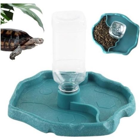 Distributore d'acqua per rettili e tartarughe, abbeveratoio 2 in 1 per tartarughe terrestri, ciotola per l'acqua del terrario, accessori per rettili, ciotola per l'acqua per rettili (1/4)