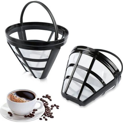 [JAMAIS UTILISÉ]Filtre Café, 2 Pièces Filtre Réutilisable Pour Café Permanent Filtre à Café Fine Net Avec Poignée à Caff Filet Universel Pour Americano (1/4)