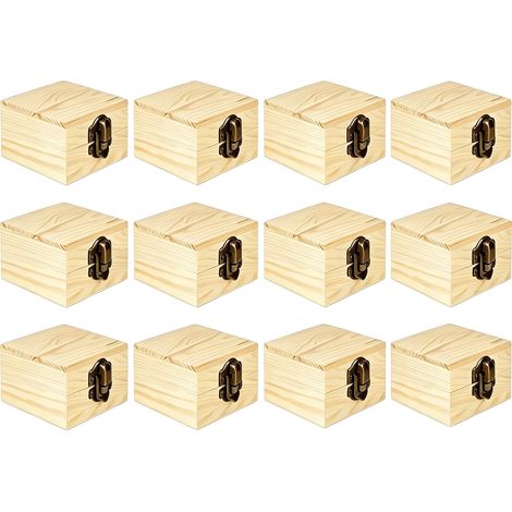 Boîte de rangement Dofiki, pin naturel, design compact, 12PCs boîte en pin (1/2)