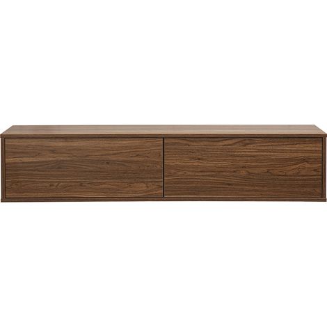 Meuble TV mural finition bois foncé noyer L140 cm FLEXO (1/5)