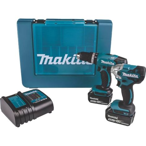 Makita 18v DLX2336F01 Twin Kit - DHP453 Hammer Drill DTD156 Impact Driver 2x 3ah