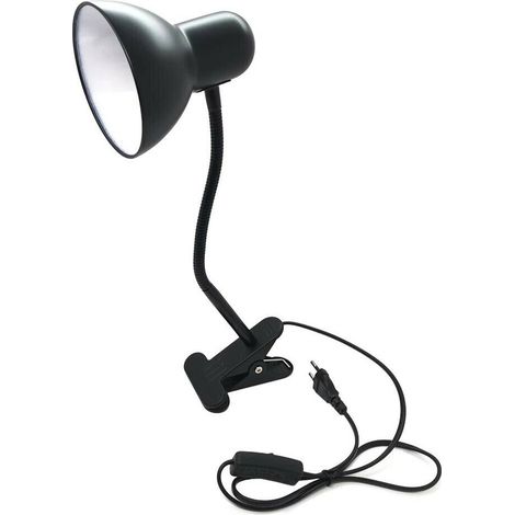 Lampada Da Scrivania Braccio Flessibile Lumetto Con Pinza E27 Lume Nero (1/4)