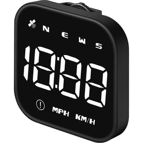 Compteur de vitesse GPS, affichage tête haute, navigation routière, affichage de l'heure, alerte de vitesse excessive, alerte de fatigue