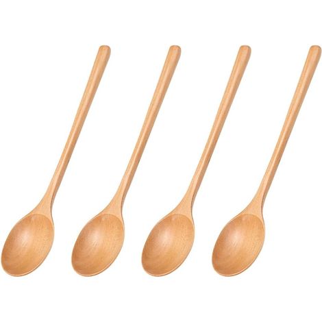 Lot de 5 cuillères longues en bois - Cuillères ménagères - Ustensiles de cuisine (1/5)
