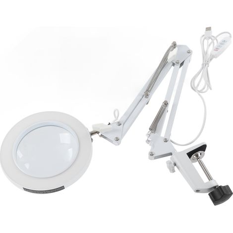 Loupe avec éclairage réglable, 3 températures de couleur, 11 niveaux de luminosité, grossissement 5x, pliable et à pince. (1/5)