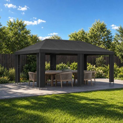vidaXL Gazebo da giardino 6 x 3 m Antracite Poliestere e Acciaio (1/4)