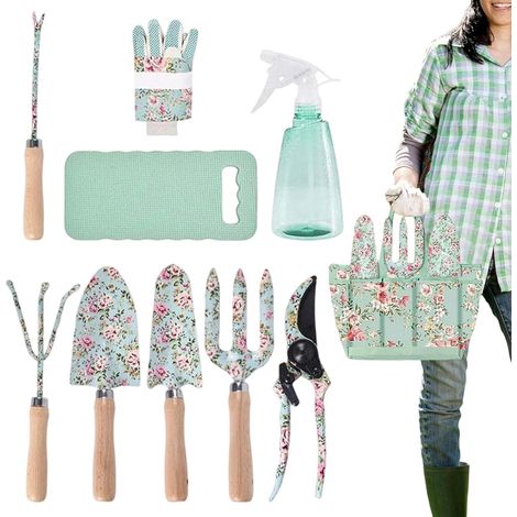 Ensemble D'Outils De Jardinage, 10 Pièces Kit Outils De Jardinage Motif Rose avec Arrosoir Et Gants Outils Sacs De Rangement, Idéal pour Les Passionnés De Jardinages. (1/5)