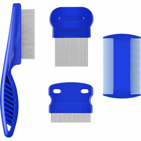 Ensemble de toilettage pour animaux de compagnie 4 pièces – Peignes en acier inoxydable – Pour chiens, chats et petits animaux – Élimine les puces, les poux et les nœuds (1/5)