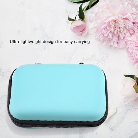 Étui de rangement portable pour écouteurs, pochette de transport compacte avec fermeture, boîte de protection bleue (1/5)