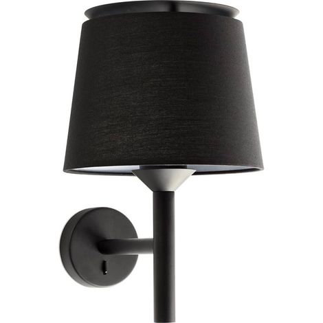Faro SAVOY - Lampada da parete con paralume nero, attacco E27 (1/4)
