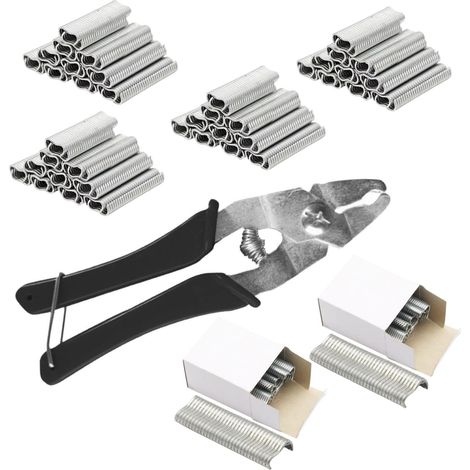 Pince pour anneau avec clips, avec 1200 clips de fixation, Pince à clôture, Pince À grillage cloture, Pince à anneaux de clôture, Pince à clôture avec pince, adaptés aux clôtures et aux cages pour ani (1/5)