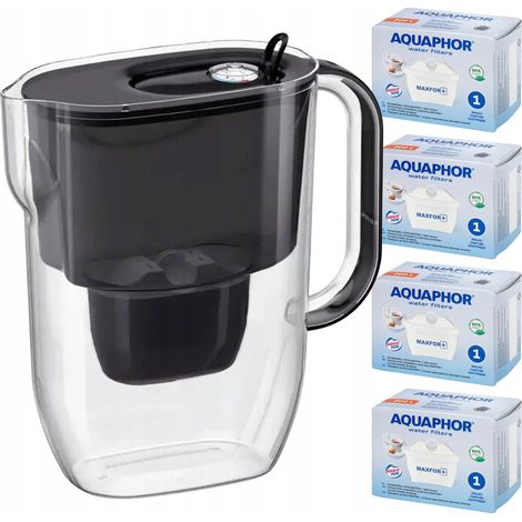Aquaphor Fresh 3,2-Liter-Wasserfilterkrug, schwarz, mit 4 Maxfor+-Filterkartuschen (1/5)