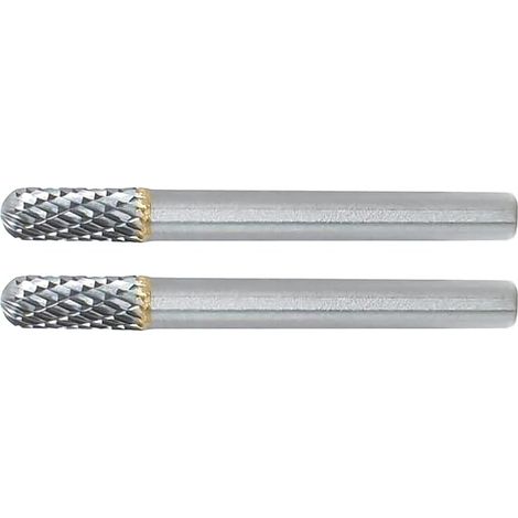 CX0616M06 Lot de 2 limes rotatives en carbure de tungstène de 6 mm de diamètre, tige de 6 mm, outil de fraises rotatives en forme de boule cylindrique à double coupe, pour sculpture sur bois, soudure, (1/5)