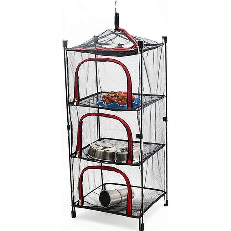 Séchoir suspendu 3 niveaux en maille, pliable et multifonction, filet de séchage portable pour légumes et fleurs (1/5)