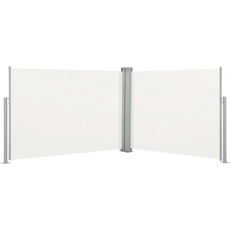 Auvent paravent store brise-vue latéral rétractable de patio jardin terrasse balcon protection visuelle écran 120 x 1000 cm crème