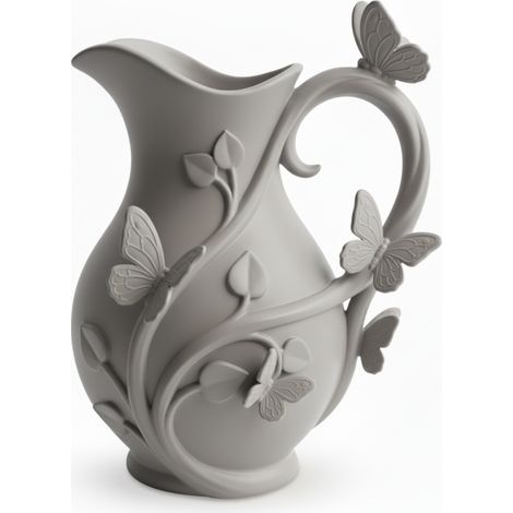 Moderno vaso a farfalla grigio per fiori, dal design elegante. (1/3)