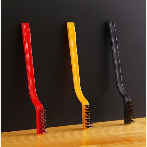 TrAdE Shop Traesio - Set Di 3 Spazzole In Nylon Antiruggine Per Pulizia Del Filo Di Acciaio Per Stufe - (1/5)