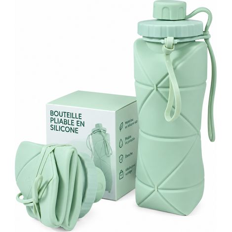 Gourde pliable en silicone 600 ml rétractable verte pour sport et voyage vert 150 g – Livraison gratuite