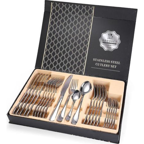 24-teiliges Besteckset aus silberfarbenem Edelstahl (1/5)