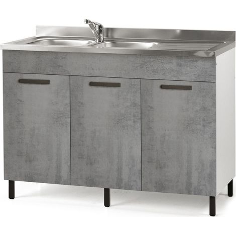 Sottolavello cucina componibile con ante 120 cm cemento. (1/3)
