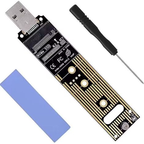Adaptateur M.2 NVMe vers USB-C 10 Gbps- boîtier SSD USB 3.0 PCIe NVMe (clé M- 2230/2242/2260/2280)- prend en charge UASP- SSD externe avec dissipateur thermique en aluminium. (1/5)