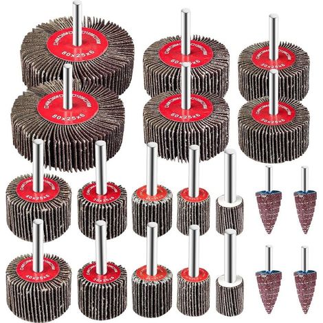 Pack of 20 abrasive flap wheels 16-80mm – For grinding and polishing – Compatible with rotary tools – High-quality sandpaper (1/5)