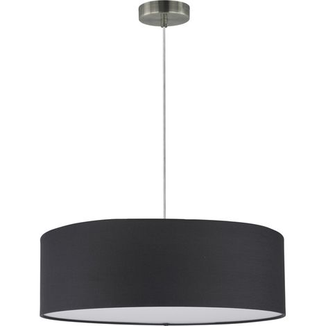 Suspension Cylindre en Tissus Anthracite Abat jours diam 50 cm JOSEFINA (1/2)