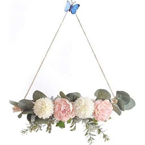 Artificial Flower Garland Hanging Circle Peony Wreath Retro Faux Silk Decoration Artificial and Dried Flowers MUMU (1/4)