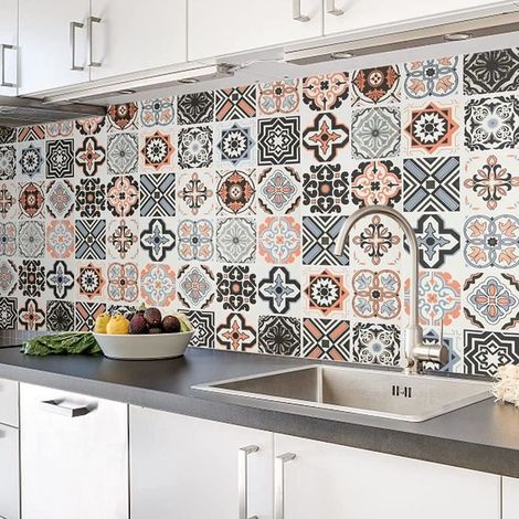 Carta da parati autoadesiva effetto piastrelle 60 x 300 cm in PVC, stile moderno, impermeabile, decorazione murale 60x300cm, colore