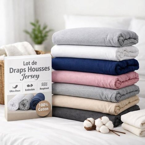 Lot de 4 - Drap housse - 160x200 cm - Bonnet 25 cm (1/4)
