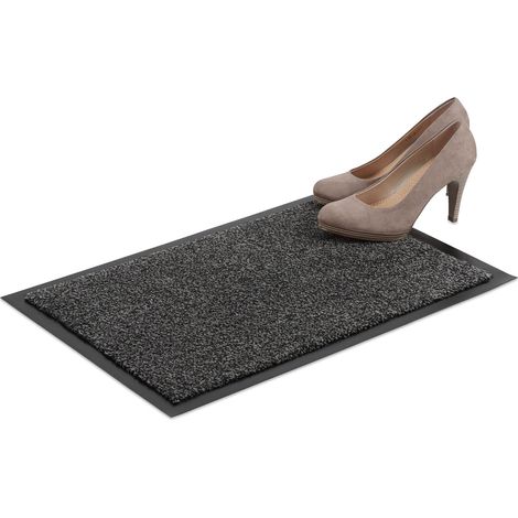 Relaxdays Grey Dirt Trapping Mat, Indoor Doormat, Large Dirt Catcher, Thin Door Mat, 40x60 cm, Black-Grey