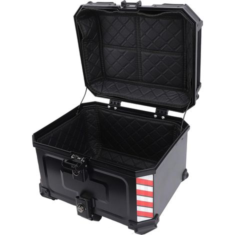 Black ABS 45L Boîte à Queue de Moto, Eau, Amortisseur, Libération Rapide pour le Scooter, Moto, Ajustement Universel (1/4)