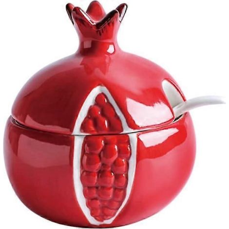 Pot de rangement en céramique pour le thé, bocaux de cuisine en forme de fruits, pots à épices avec couvercle et cuillère. (1/5)