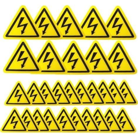 Lot de 30 Autocollants Danger Électrique, Sticker Avertissement en Vinyle, Étiquette Tableau Électrique, Pictogramme Triangle pour Signalisation de Sécurité Extérieur (1/5)