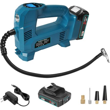 Compresseur d’air sans fil 150 PSI compatible avec 18V Écran numérique arrêt automatique lampe LED pompe à air portable pour voiture moto vélo et ballon (1/5)
