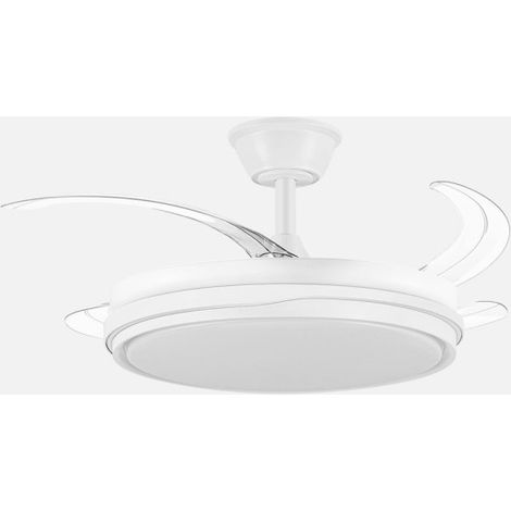Ventilatore Tempano bianco DC 59w 4 pale 106d 6980lm 6 velocità 3000k,4200k,6500k, controllo intensità+telecomando+timer+memoria