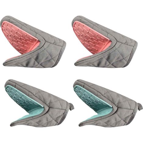 Gants De Cuisine En Silicone - Résistants À La Chaleur Jusqu'à 240 °C - Antidérapants Avec Boucle De Suspension - Pour Four Et Micro-ondes - Lot De 2 (1/5)