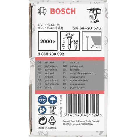 Bosch Senkkopf-Stift SK64 20G 57 mm verzinkt