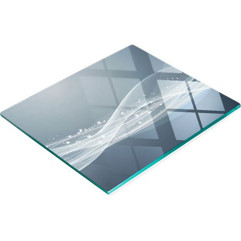 Tagliere e vassoio decorativo in vetro con motivo a onde astratte, 60x52 cm. (1/5)