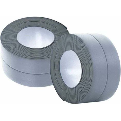 Bardusch-(2 pièces gris)Plinthe souple - Bande d'extrémité pour cuisine et salle de bain 22 mm 3,2 m, joint auto-adhésif, bande pliante flexible, joint d'étanchéité, anthracite (1/4)