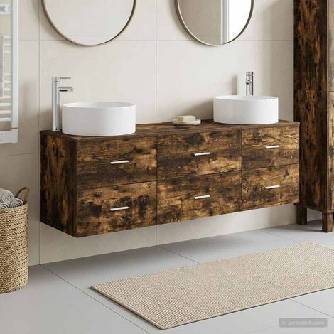 vidaXL Bathroom Furniture Set 3 pcs Smoked Oak 161.5 x 44.5 x 80 cm (1/5)