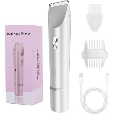 Rasoir électrique pour femme, étanche et rechargeable, à double tête, pour le corps entier, utilisable sur peau sèche ou humide (1/5)