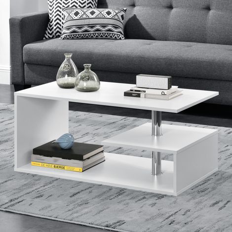 Tavolino da Salotto Haarlem con 3 Piani 90 x 50 x 41 cm - Bianco [en.casa]