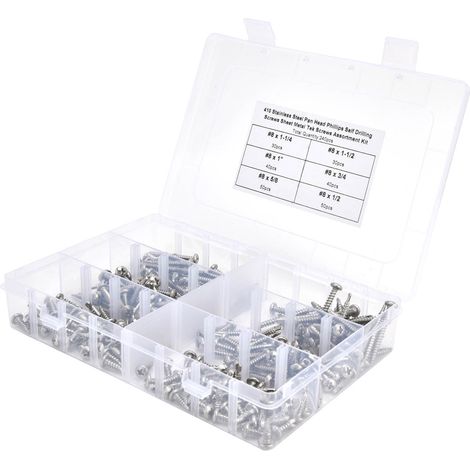 Vis 410 Inox Autoforeuses Tête Fraisée Phillips N°8 - Lot de 240 unités en Boîte (1/5)